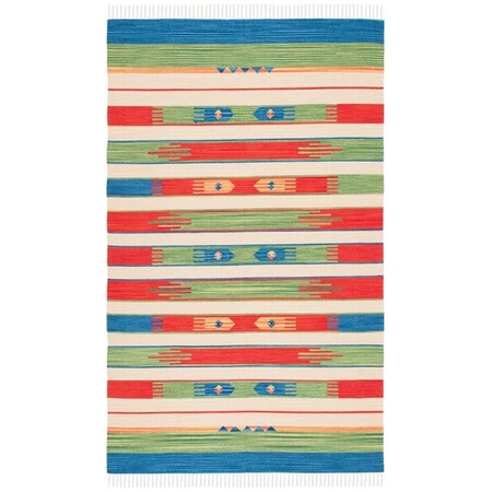 Safavieh 5 x 8 ft. Montauk 553Y Fringes Hand Woven Rectangle Area Rug Green & Blue MTK553Y-5
